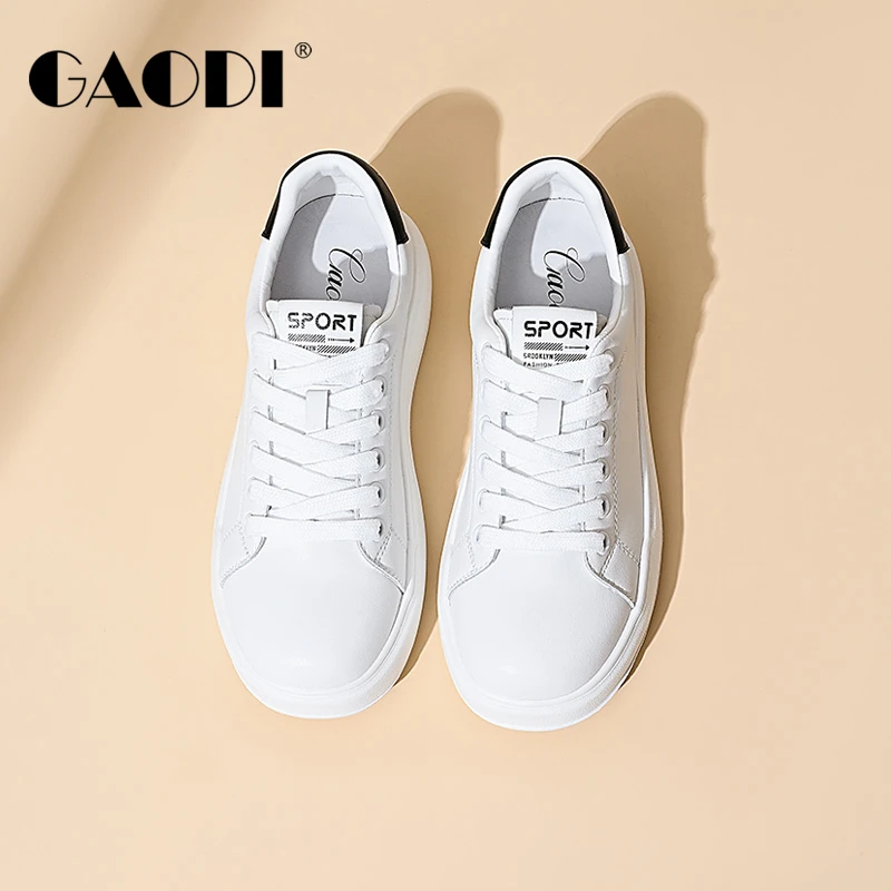 GAODI/高蒂时尚百搭牛皮夏季厚底白色休闲鞋麦昆244216-106