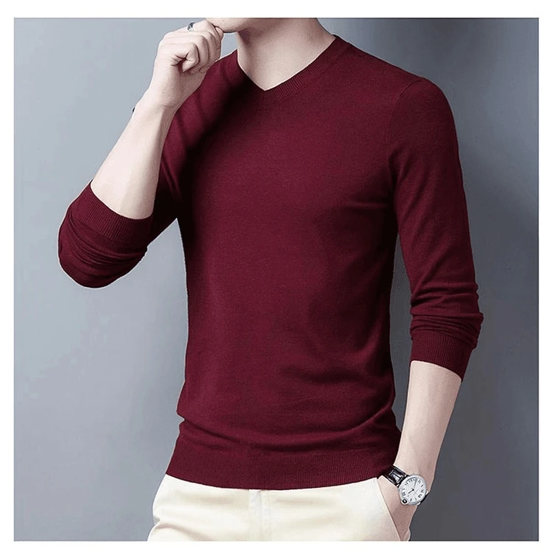 品牌撤柜清仓男士100%薄款羊绒衫男春秋V领毛衣V领羊毛打底衫男