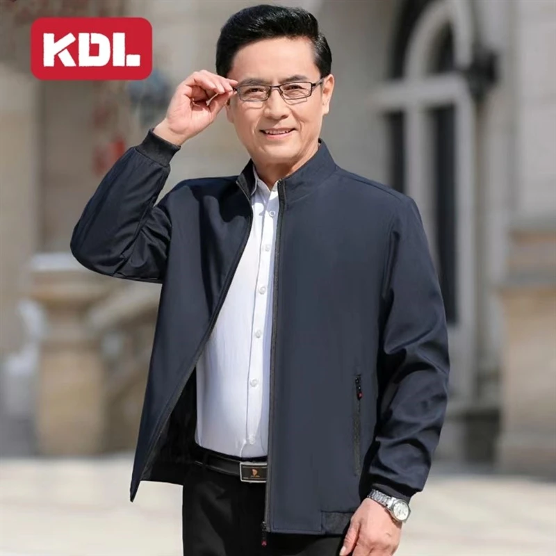 爸爸外套春秋款立领中老年人夹克衫爷爷秋装上衣薄款休闲中年男装