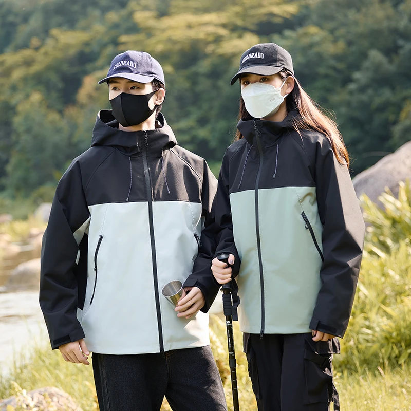 户外男女三合一冲锋衣夹克防泼水舒适潮牌拼接时尚可拆卸防风外套