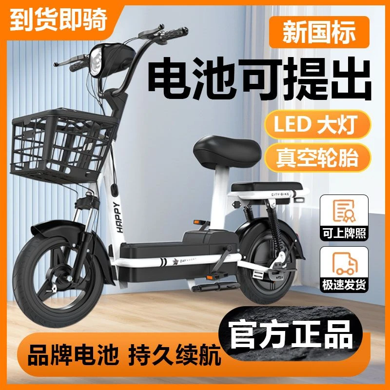 新国标电动自行车成人男女士小型电瓶车两轮48V锂电池助力代步车