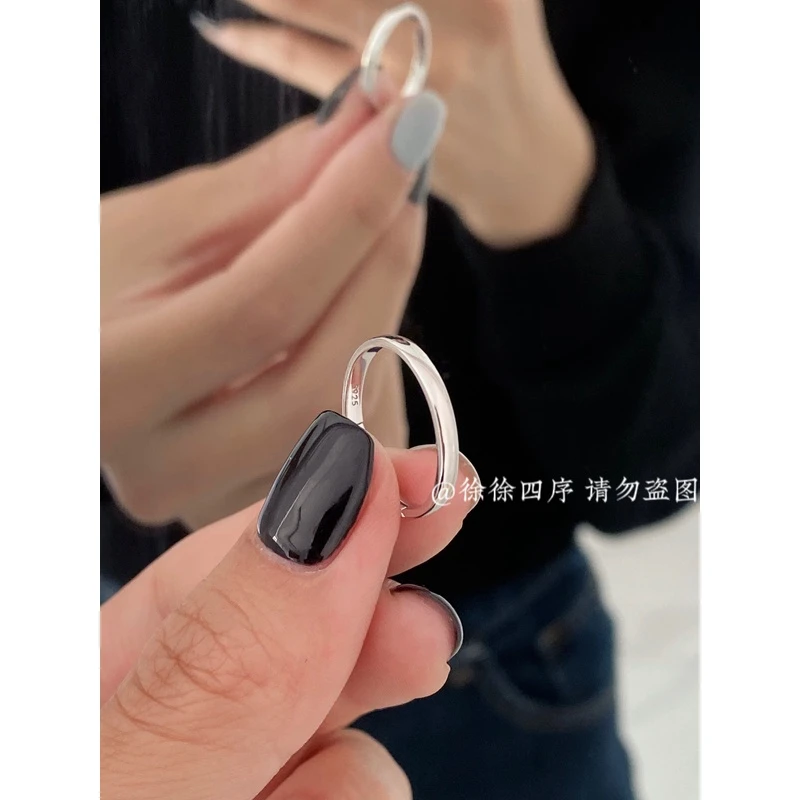 吊坠925银 【徐徐四序】S925纯银素圈戒指ins简约百搭光面活口