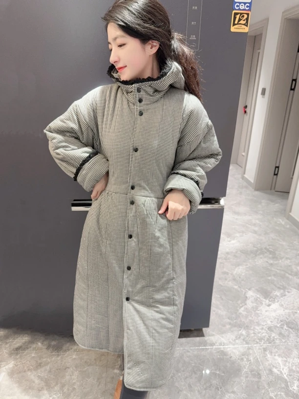 CBLM家300g新疆棉【千鸟格戴帽蕾丝】宽松显瘦家居服