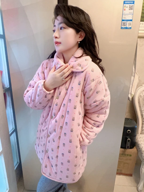 CBLM家300g新疆棉【粉底小兔】立领宽松显瘦家居服