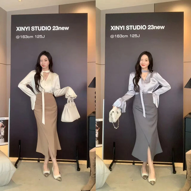 XINYI【全勤C位裙】秋季高腰半身裙收腰显瘦X623G03949/X623G0493