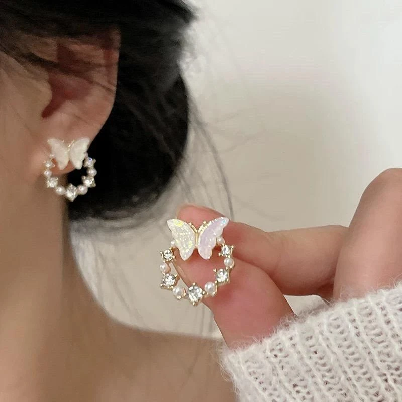 925银耳饰 纯银针蝴蝶耳钉时尚气质温柔爆款新款轻奢可爱简约气质