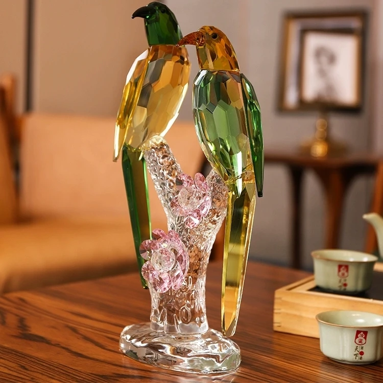水晶鸟摆件喜鹊新婚礼物乔迁客厅酒柜装饰品小家居饰品工艺品摆件