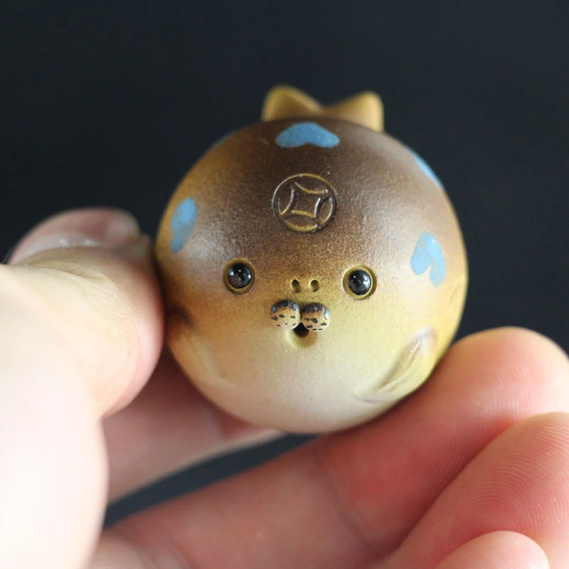 手工紫砂茶宠可爱可养迷你小海豚茶道配件茶趣家居摆设精致潮玩