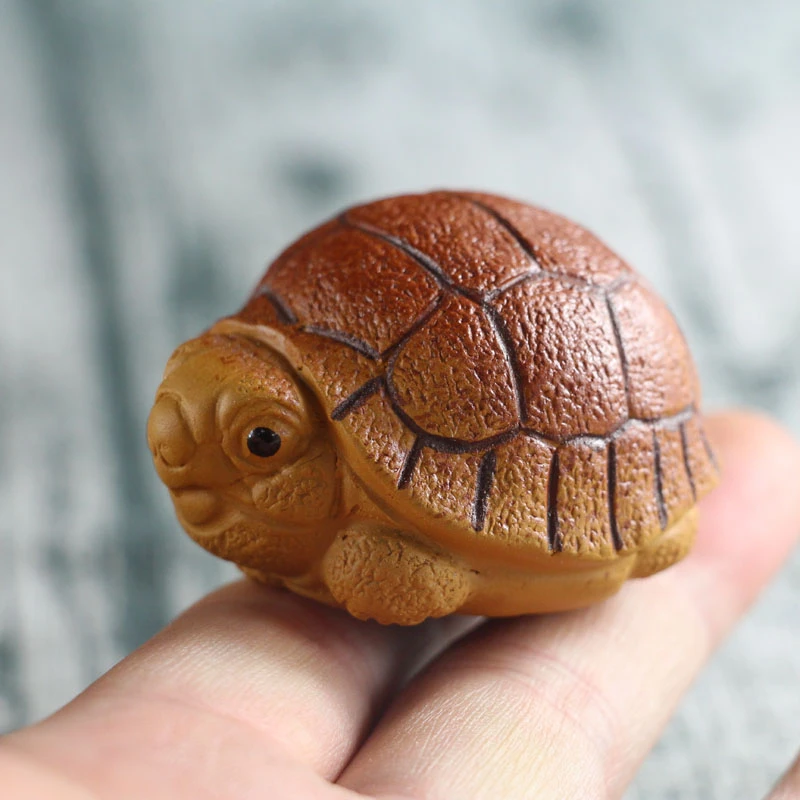 手工紫砂茶宠手把件可养小乌龟创意茶玩潮玩茶盘茶具配件装饰摆设