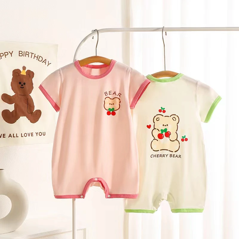 【优可丝】夏季婴儿超薄连体衣无骨睡衣新生儿爬服爽滑套头哈衣