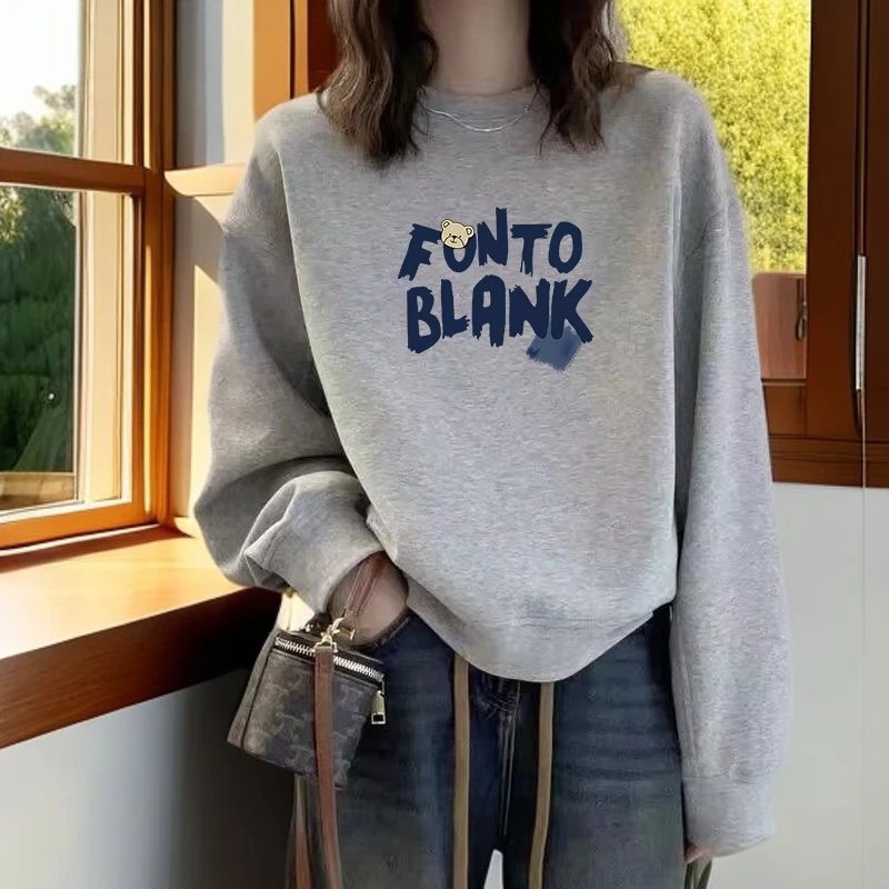 春秋季新款女士圆领卫衣短款小个子女装爆款长袖宽松洋气休闲上衣