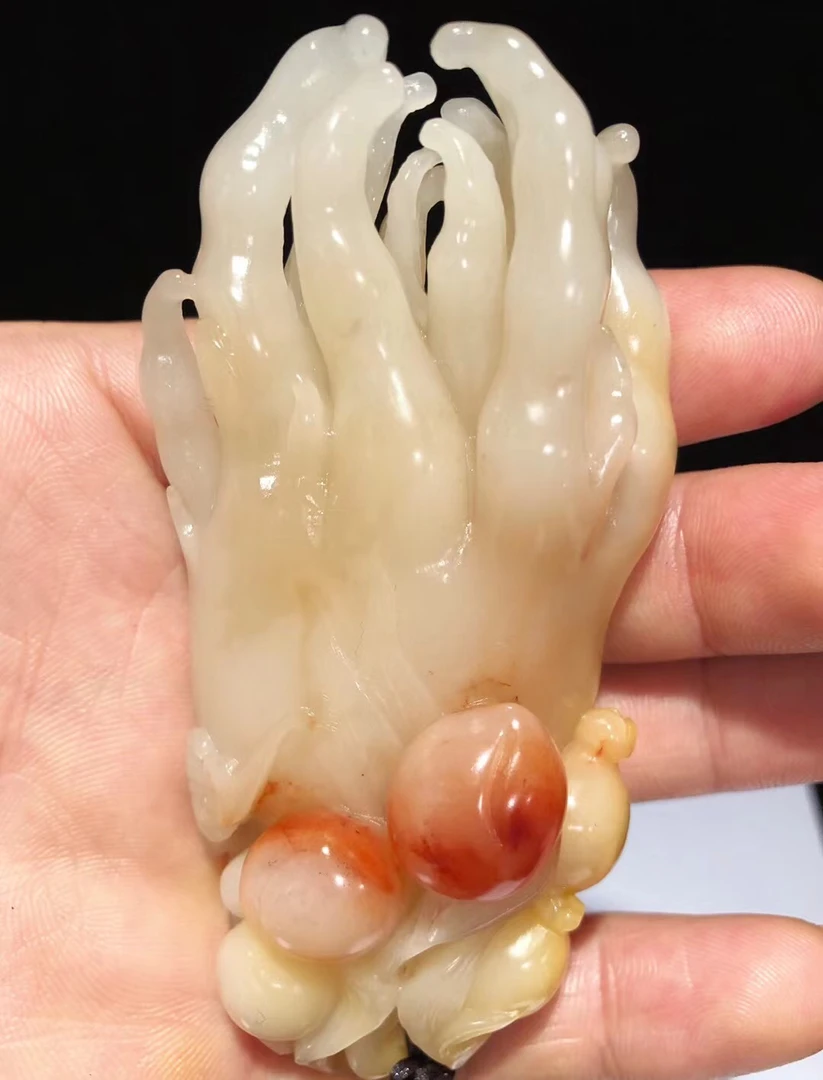 寿山石老性三彩芙蓉石—福寿双全把件