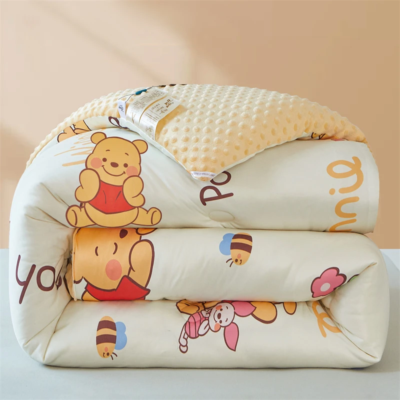 新款针织棉豆豆绒被子春秋被卡通加绒被芯儿童保暖冬被学生宿舍