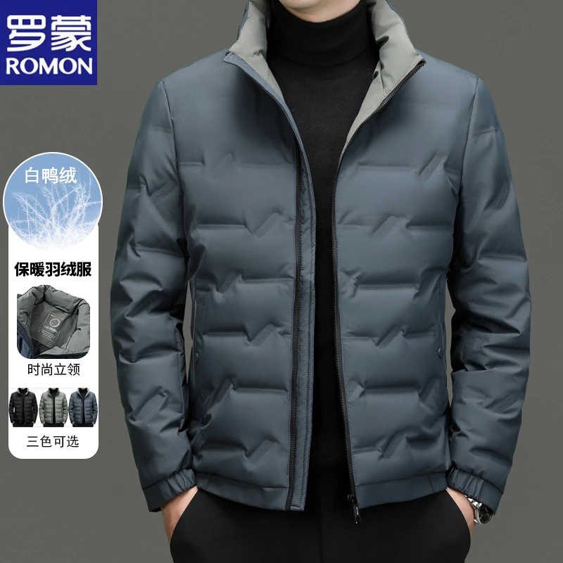 Romon/罗蒙男士羽绒服短款2025年夹克立领中年爸爸外套YY-YR23292