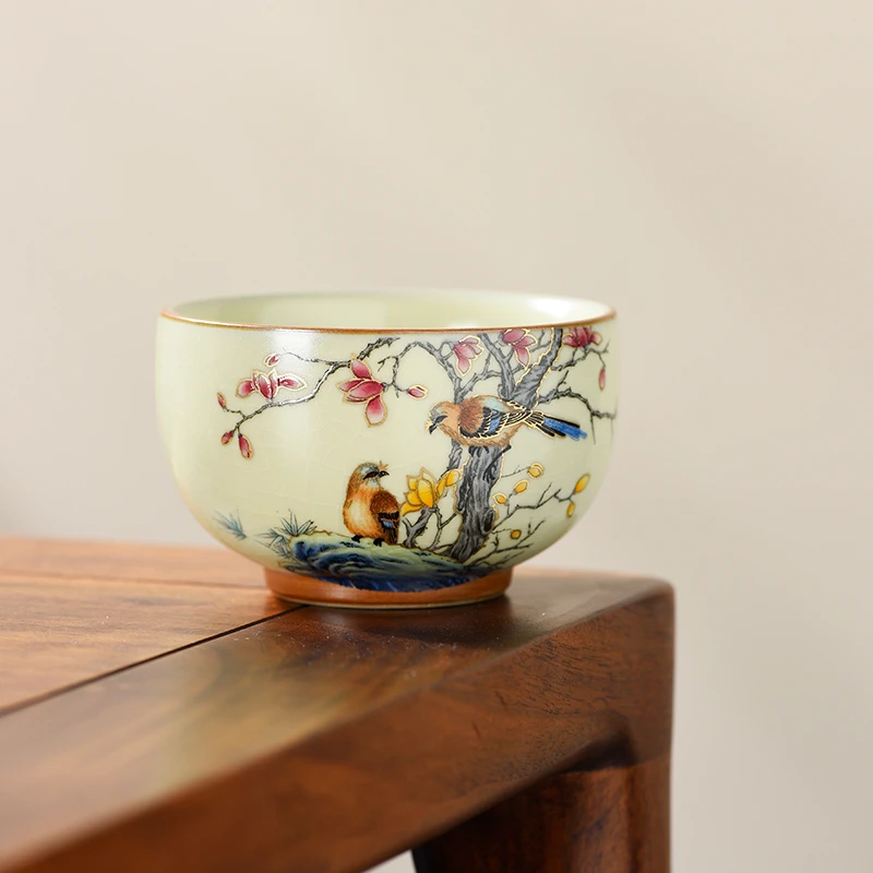 岑汝玉兰花双鸟禅定主人杯礼盒