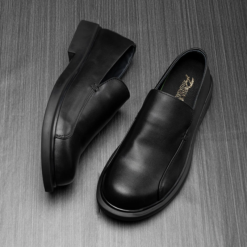 帕达索头层牛皮男鞋真皮套脚商务皮鞋时尚透气休闲鞋潮220370 CLG