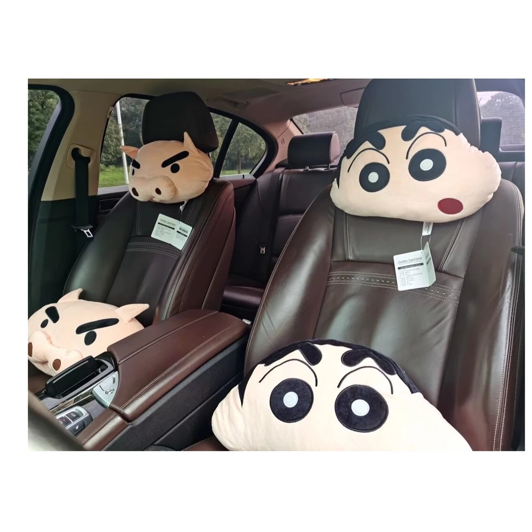 日系可爱蜡笔小新抱枕汽车头枕护颈枕车内用枕头腰靠车载靠垫靠枕