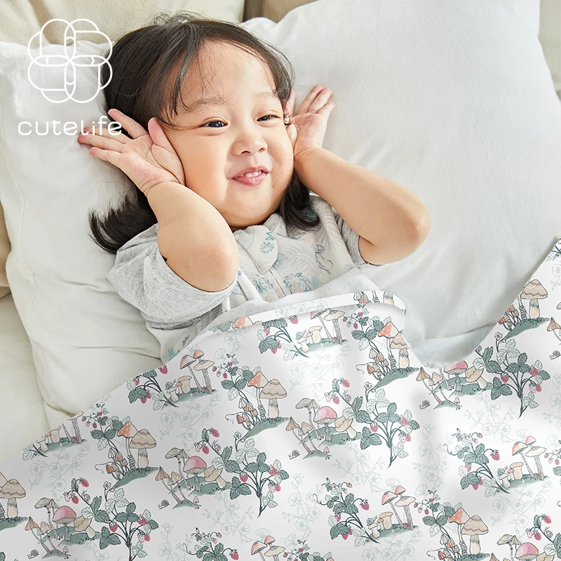 【福利】cutelife宝宝竹棉纱布盖毯婴儿床垫双层大方巾（单条装）