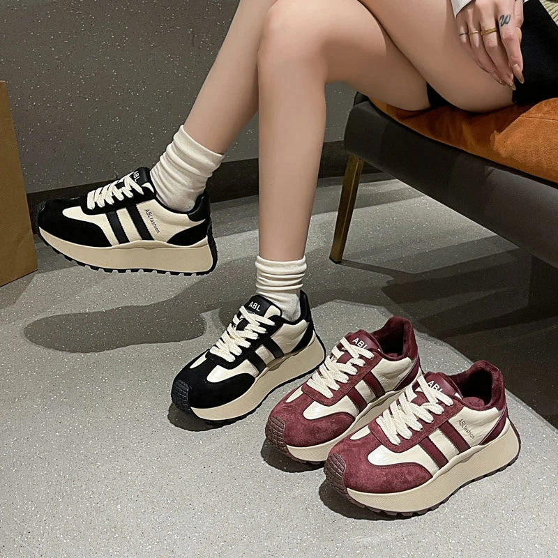 【安静专属】阿佰丽复古潮流拼色百搭厚底阿甘运动休闲鞋A2329