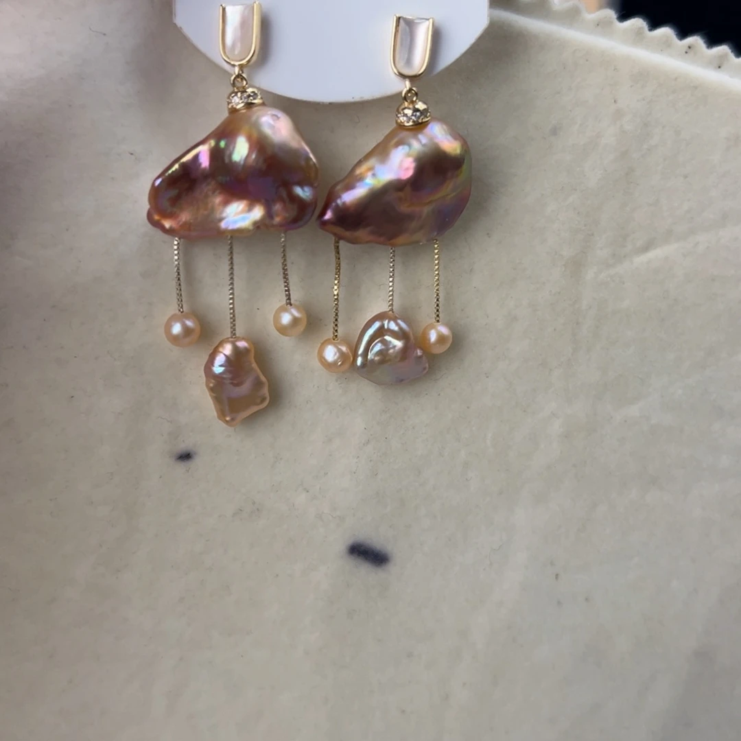 淡水珍珠耳饰未镶嵌虾**面