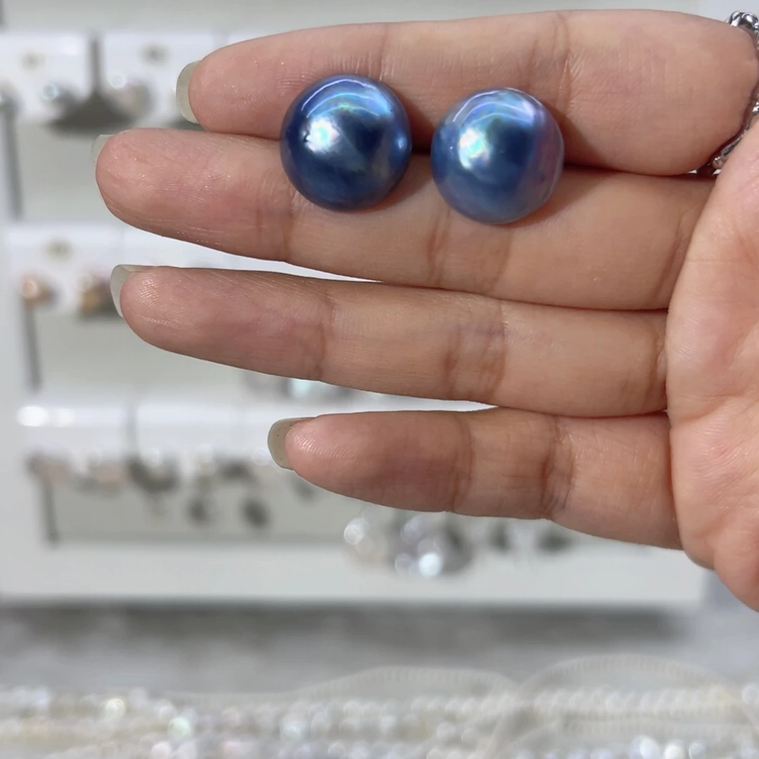 淡水珍珠耳饰银S925镶嵌