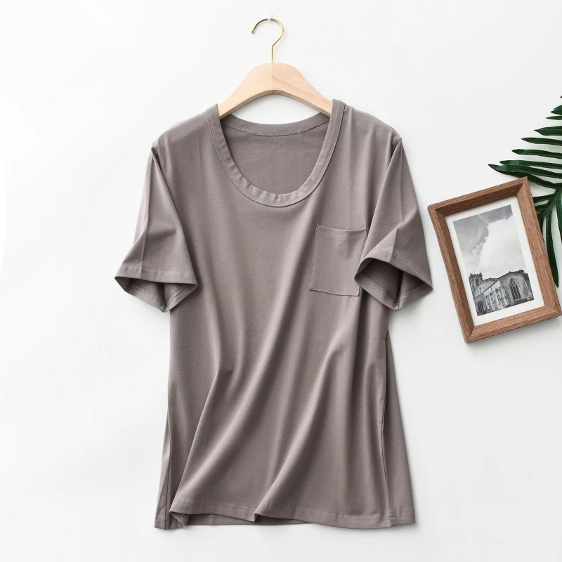 老王优选女装t恤服装打底透气纯色韩版套装舒适宽松圆领女士