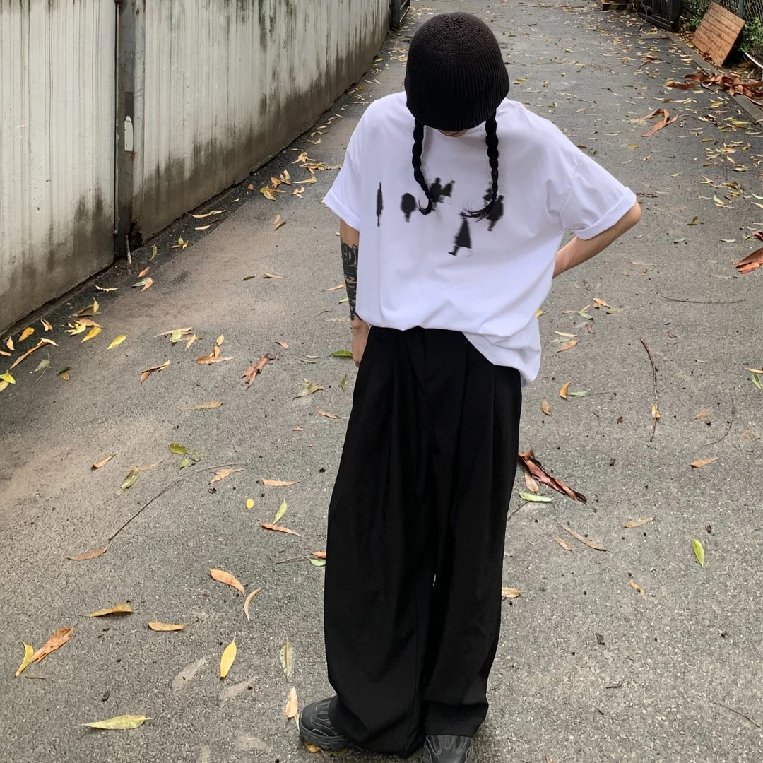 （游魂）小众品味T恤纯棉休闲百搭显瘦韩版港风宽松ins白色纯色