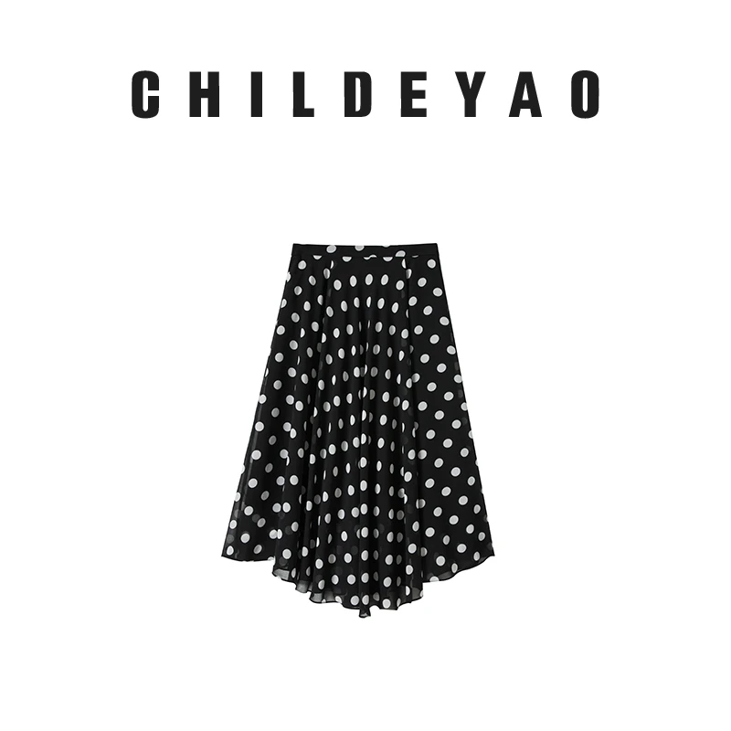 Childe Yao法式夏季波点半身裙女高腰显瘦裙 1031