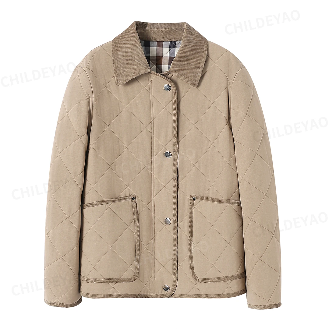 Childe Yao『冬日摩洛哥』英伦风菱格绗缝翻领舒适百搭棉服 A10146