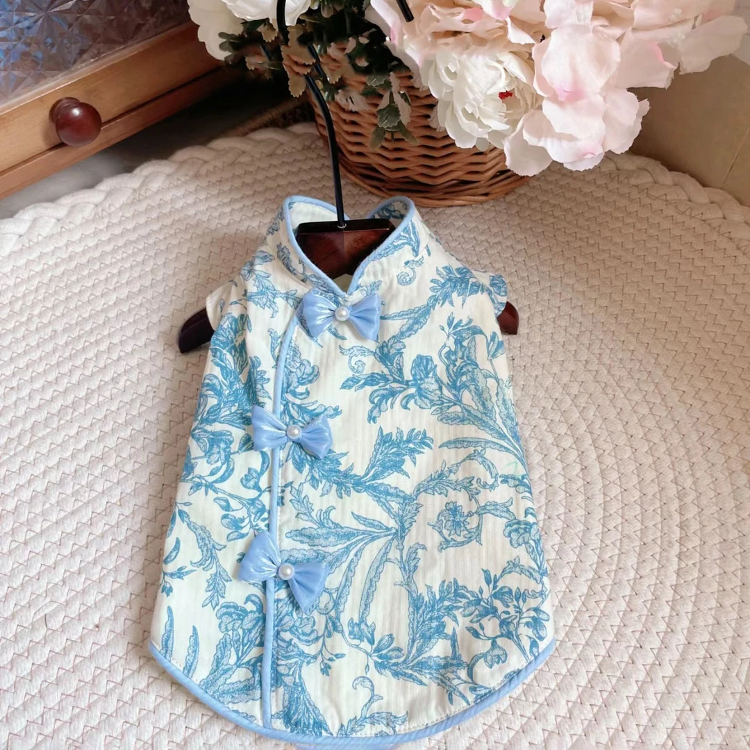 春夏薄款网红宠物新中式尺码猫狗下单玛尔济斯约克夏俏皮洋气背心