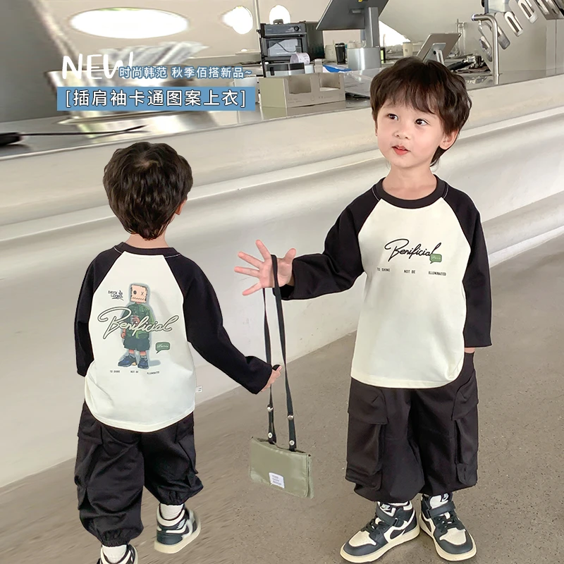 男童t恤长袖宝宝打底衫春秋款小童秋季纯棉薄款儿童秋装男孩上衣