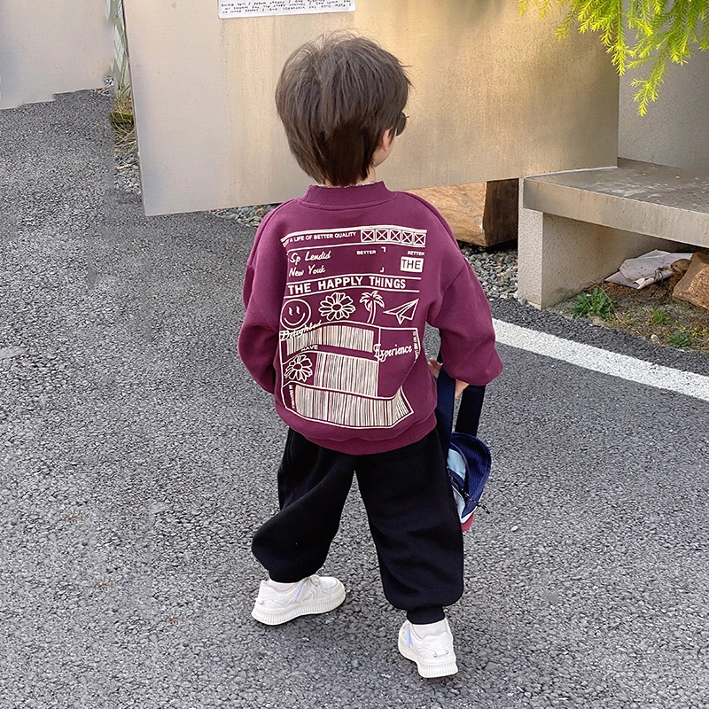 秋装上衣儿童秋季圆领长袖衣服男童卫衣春秋男孩时髦炸街