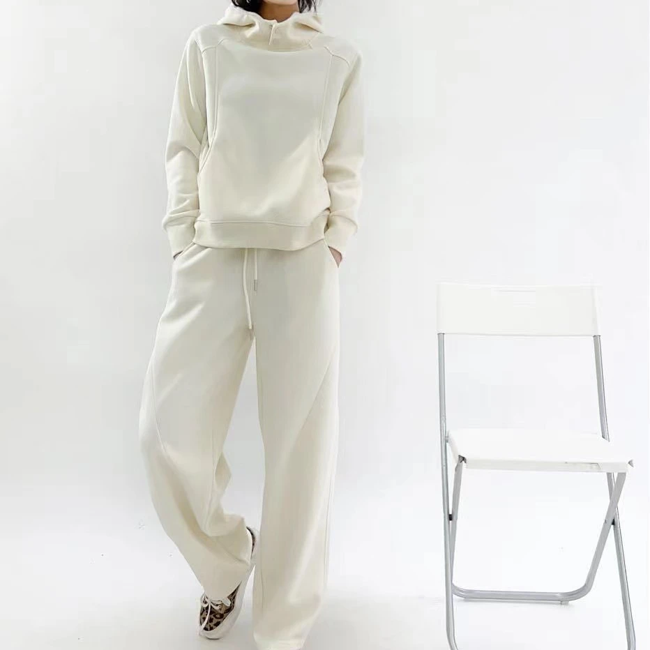 休闲女装长袖套服阔腿新款套装运动服套装秋冬气质大码灰色2023