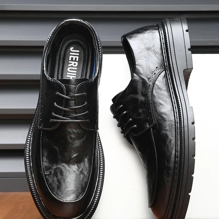 真皮牛皮四季H-6292系带百搭商务休闲新郎男士正装英伦潮流皮鞋
