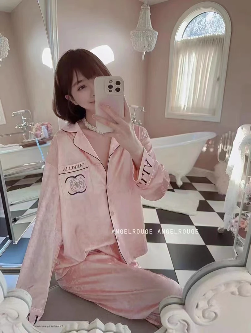 日韩系香奈奈#金钻绒网红同款奢华舒适女神时尚家居服睡衣