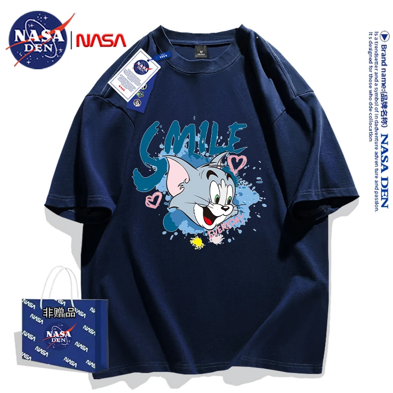 NASA联名小众潮牌百搭印花男女款重磅纯棉五分袖春夏季宽松短袖