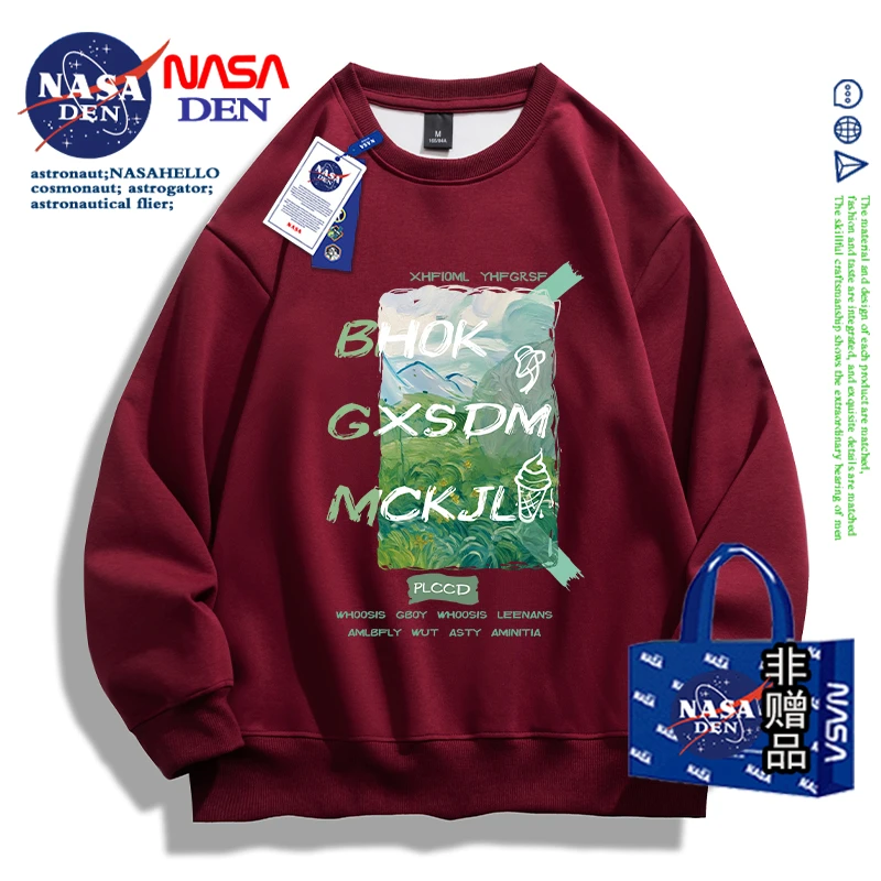 NASA联名秋冬季韩版新款潮宽松圆领卫衣休闲大码长袖T恤打底衫男