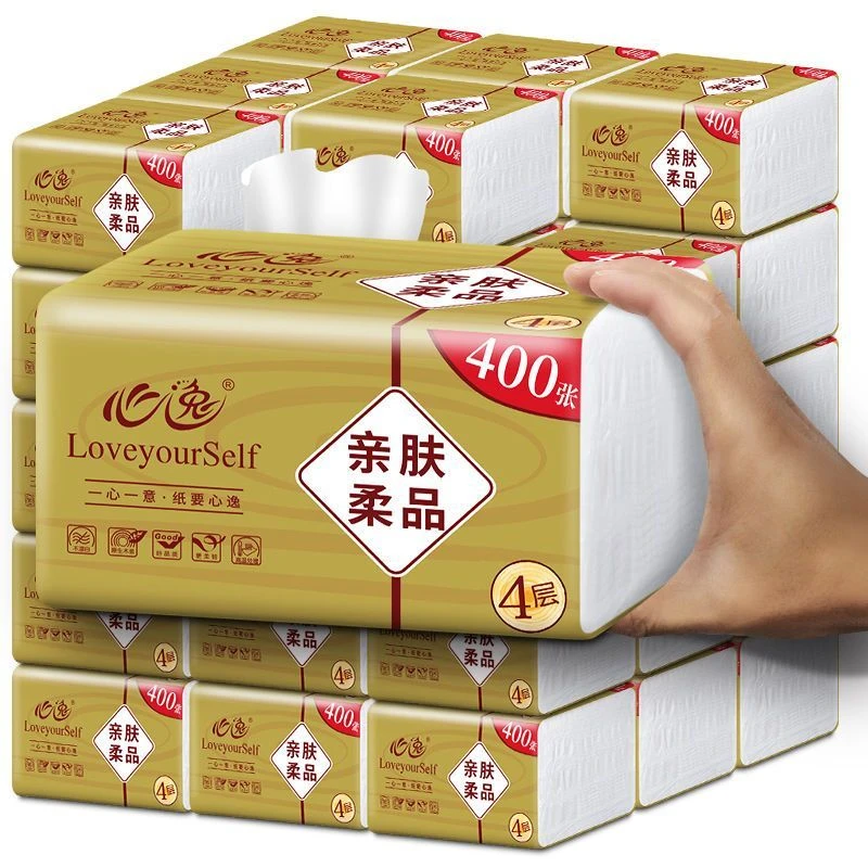 400张原木纸巾实惠装抽纸家用木浆纸抽卫生纸家庭装餐巾纸面巾纸