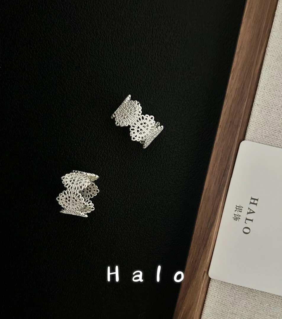 925银戒指 蕾丝戒指手工气质时尚可爱百搭小众素款设计感手工气质