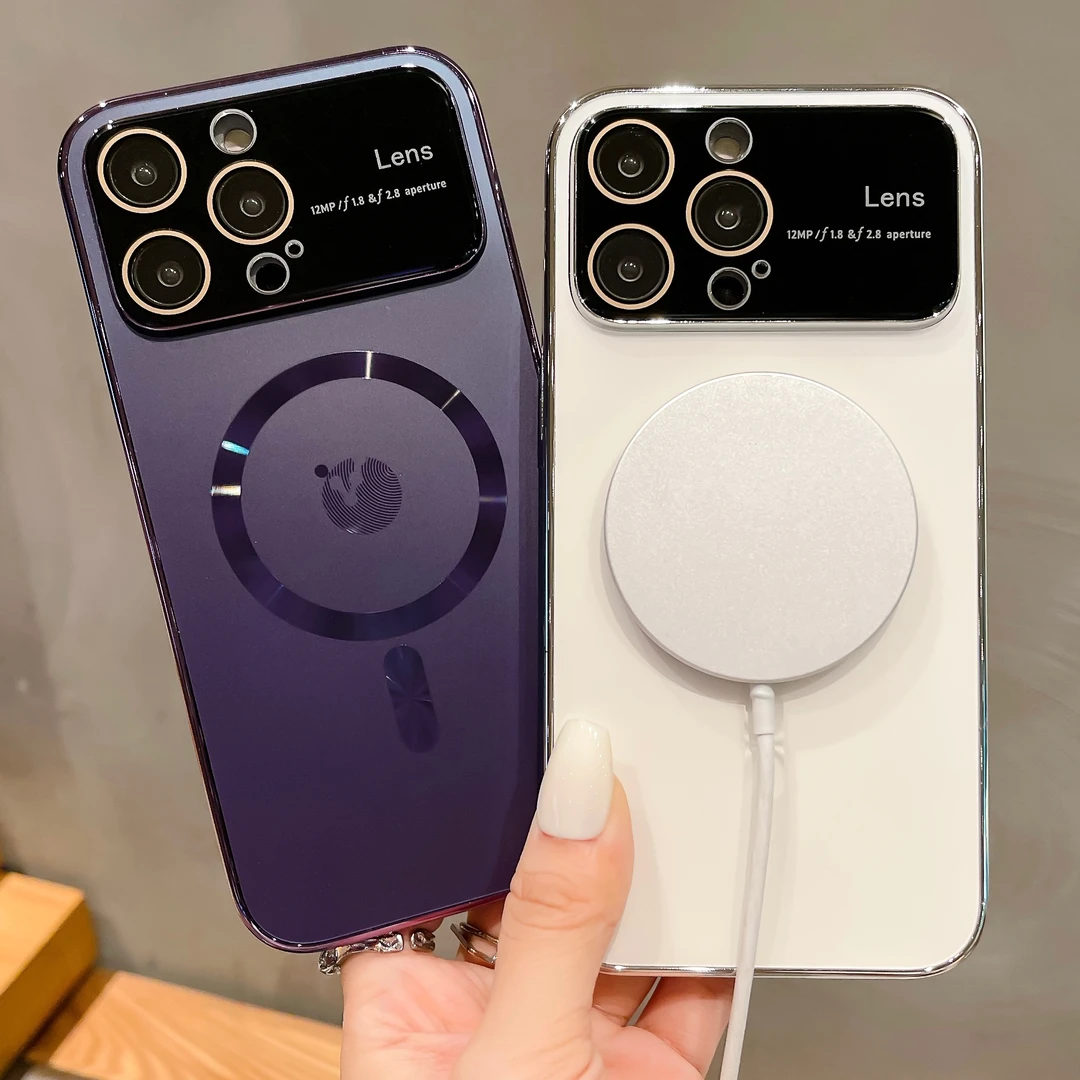 新款AG磨砂磁吸苹果14ProMax手机壳15promax大视窗原机电镀防摔套