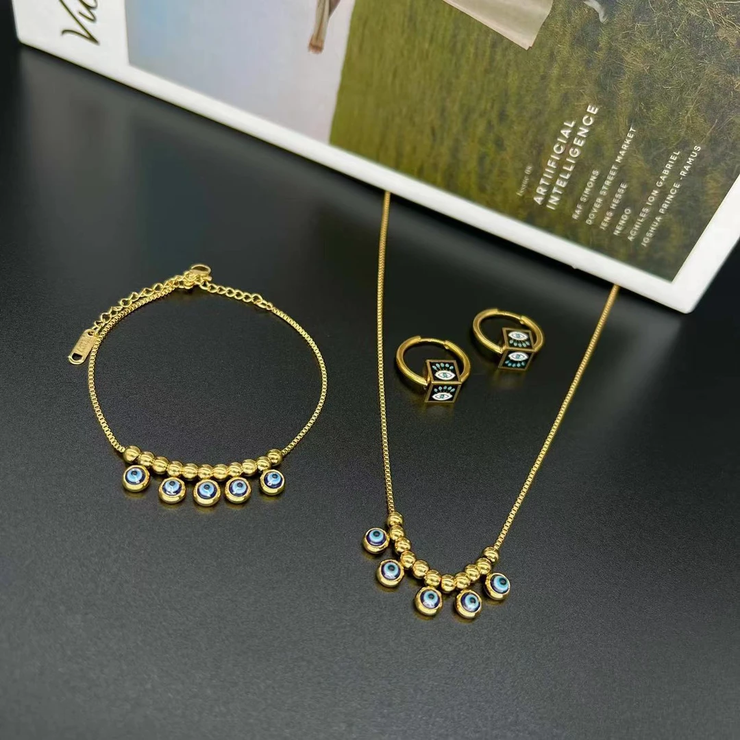 钛钢项链 复古而优雅的钛钢项链和耳环中古  时尚 素款 坠链105