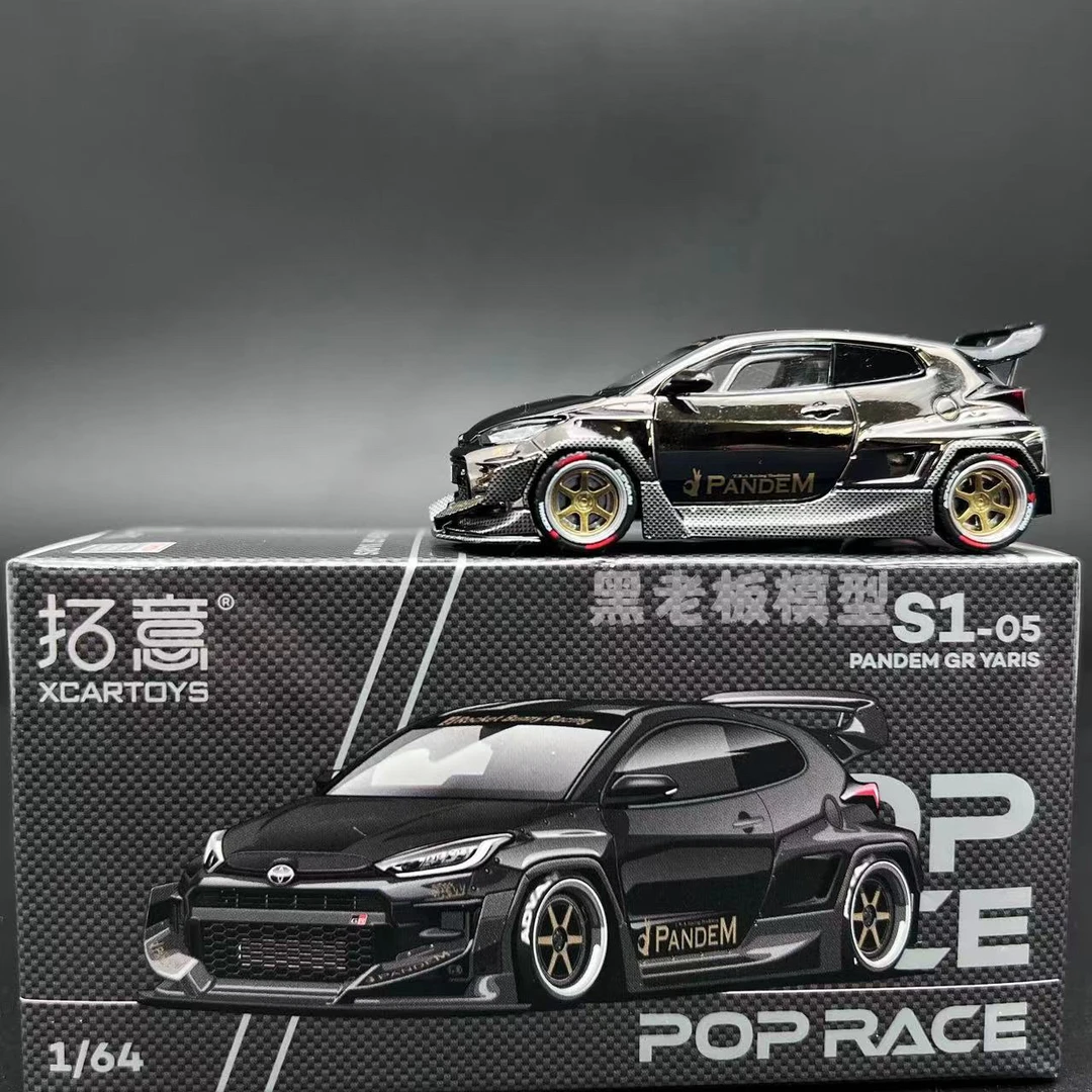拓意联名poprace限定1:64电镀黑雅力士GR宽体改装版模型车
