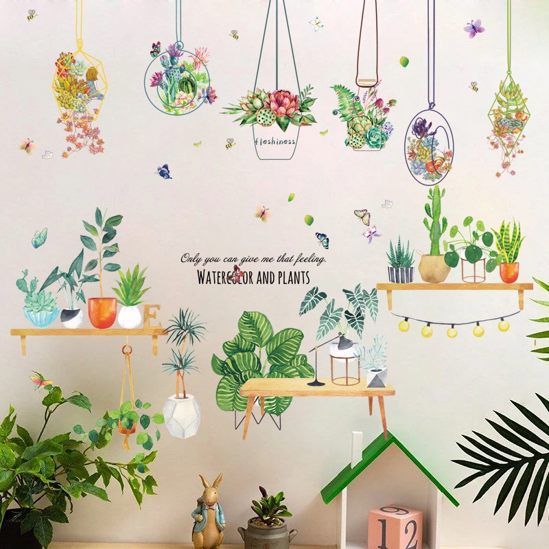 小清新ins植物温馨墙贴纸卧室墙壁房间客厅墙面装饰自粘墙纸贴画