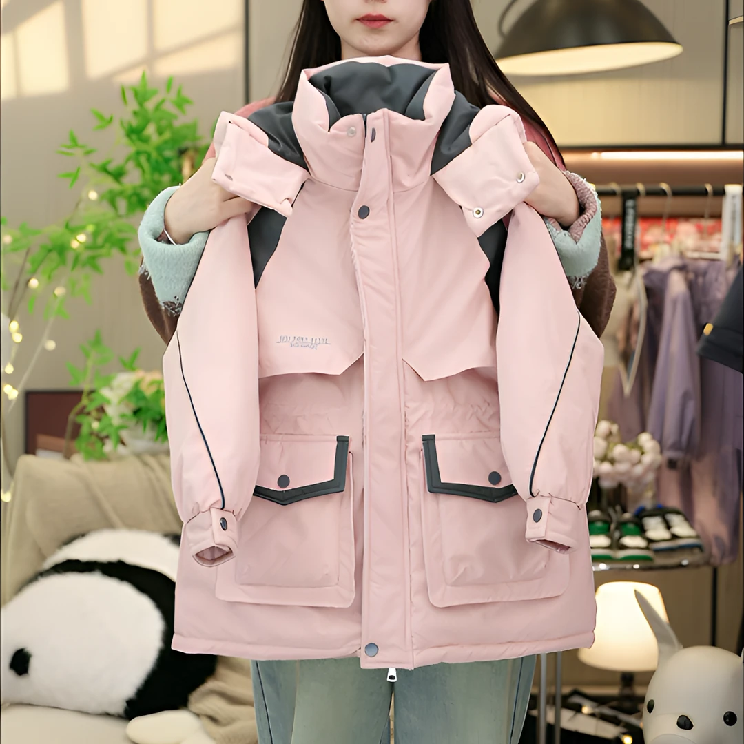 女童加棉加厚派克服棉衣2024新款中大童韩版洋气时髦保暖收腰棉服