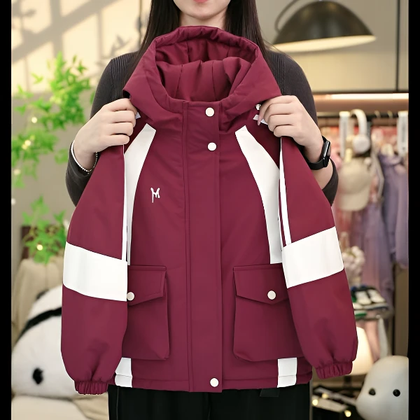 女童加绒加厚冲锋衣秋冬款2024新款中大童棉服户外风衣儿童外套