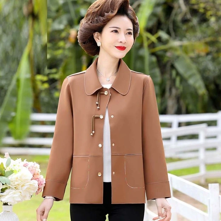中年女装春装新款外套洋气时尚妈妈装上衣40-50岁短款中老年衣服