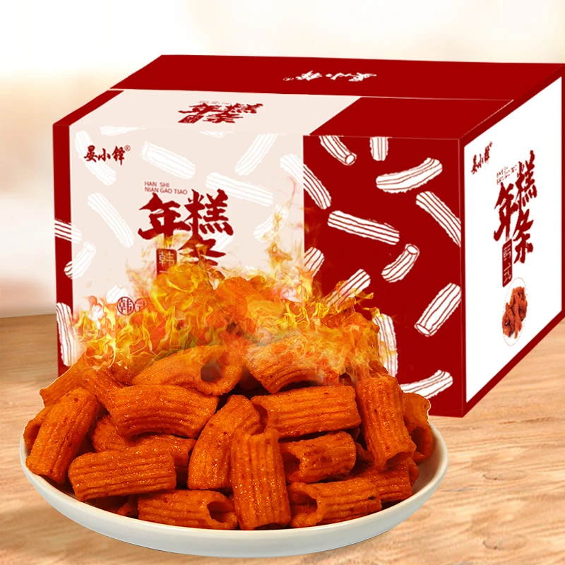 韩式年糕条空心脆小袋装308g/箱约12小袋甜辣味小零食便携浓郁