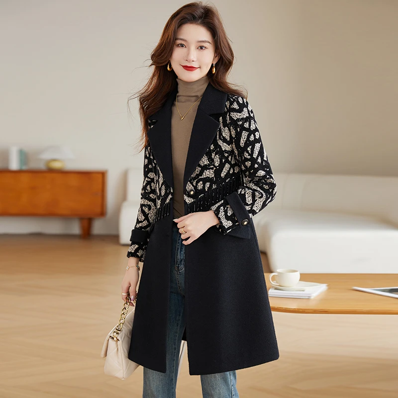 DS0908小香风毛呢外套女秋冬2023年新款加绒加厚妈妈夹棉呢大衣