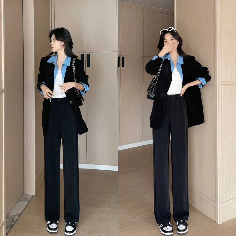 『66原创』高腰西装裤春秋显瘦裤子窄版修身直筒阔腿裤女裤K267