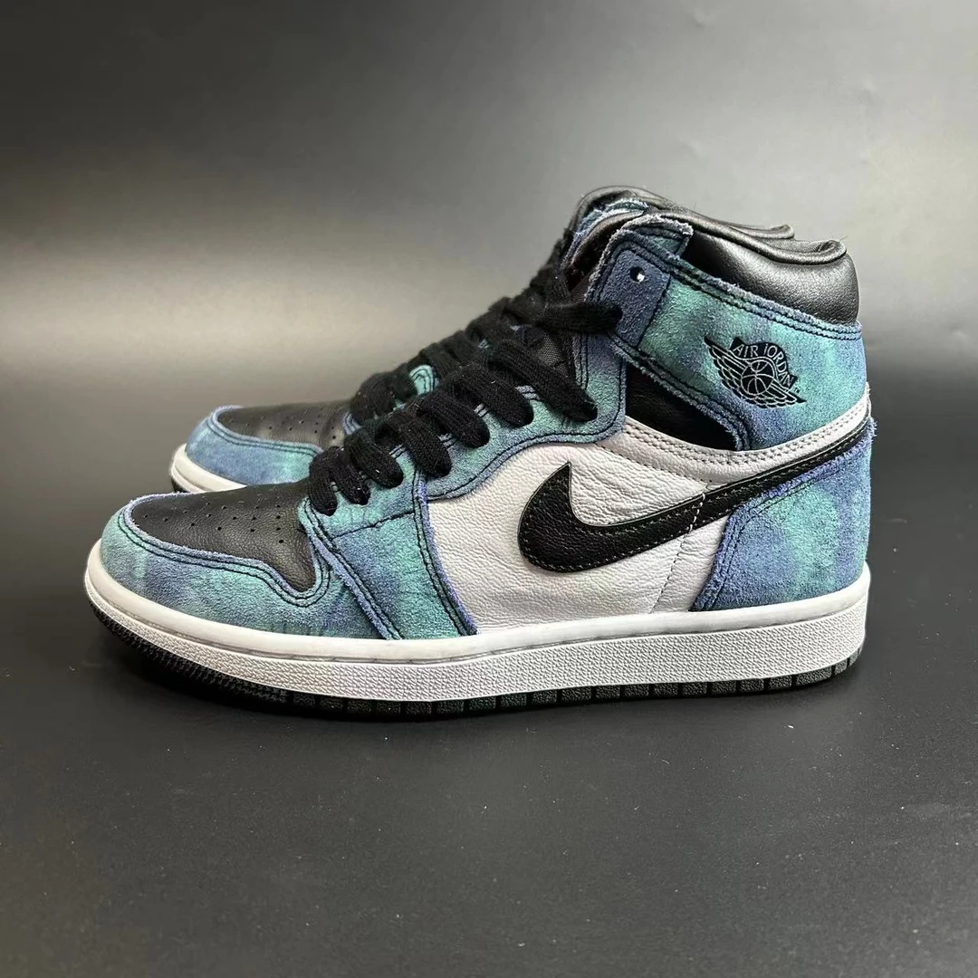 36.5码 AJ1 扎染 高帮 复古篮球鞋 白蓝
